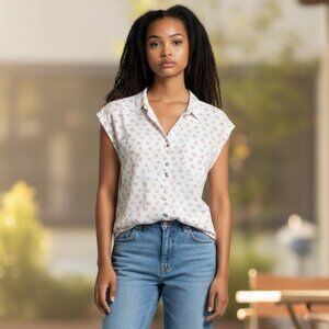 JACHS GIRLFRIEND Women's EUC Floral Poppy Blouse w/Capped Sleeves | Size XL‎